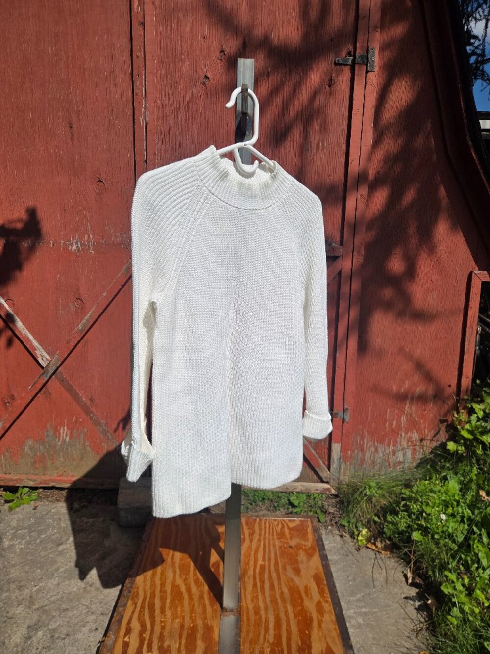 Gap White Shaker-Stitch Knit Mock Neck Tunic Sweater - Size M